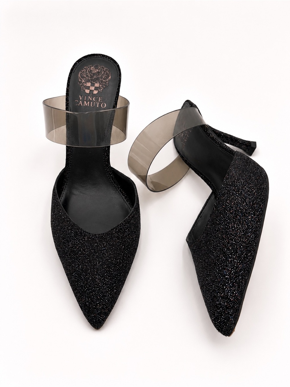 Vince Camuto • Kempern Heeled Mules in Black Diamond Leather - Picture 9 of 10